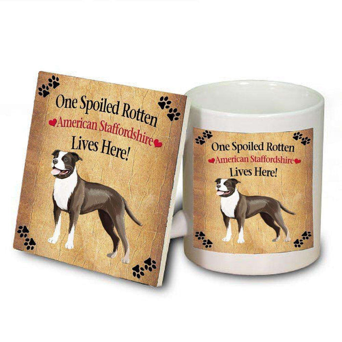 American Staffordshire Spoiled Rotten Dog Mug and Coaster Set