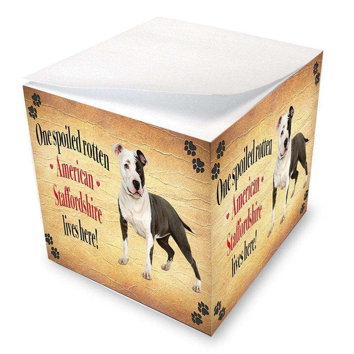 American Staffordshire Spoiled Rotten Dog Note Cube