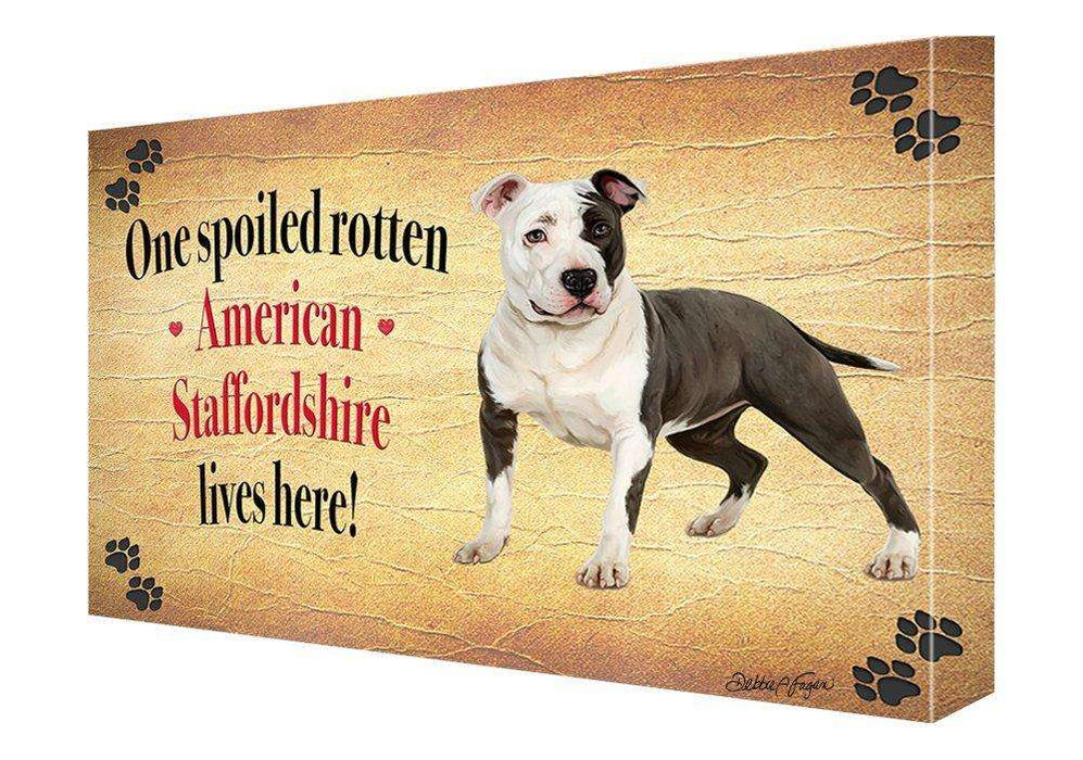 American Staffordshire Spoiled Rotten Dog Painting Printed on Canvas Wall Art Signed