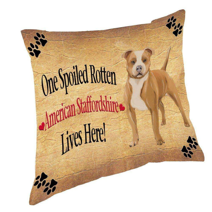 American Staffordshire Spoiled Rotten Dog Throw Pillow