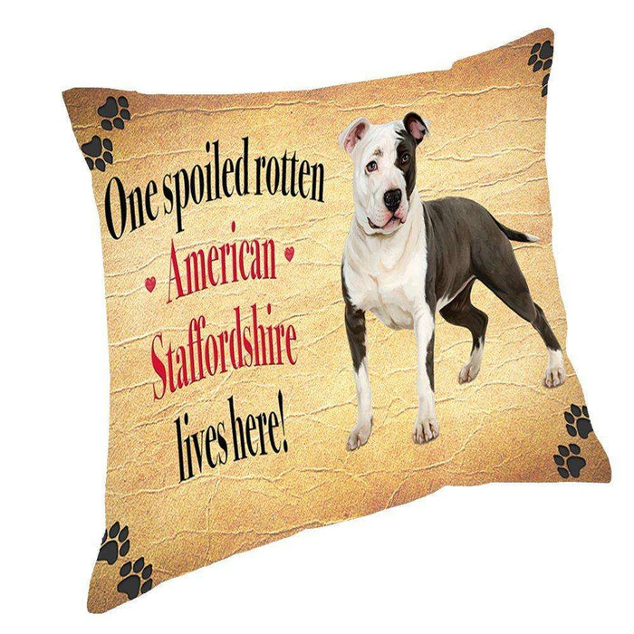 American Staffordshire Spoiled Rotten Dog Throw Pillow