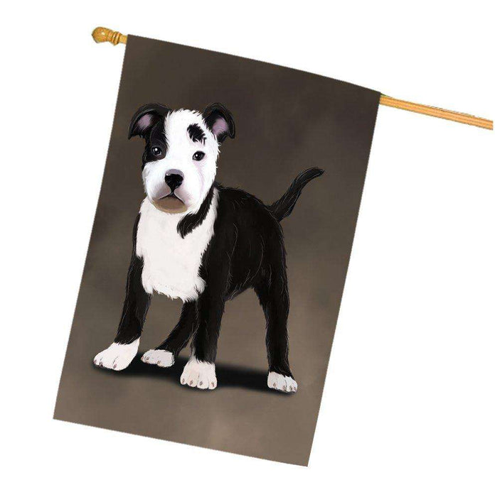 American Staffordshire Terrier Black And White Dog House Flag