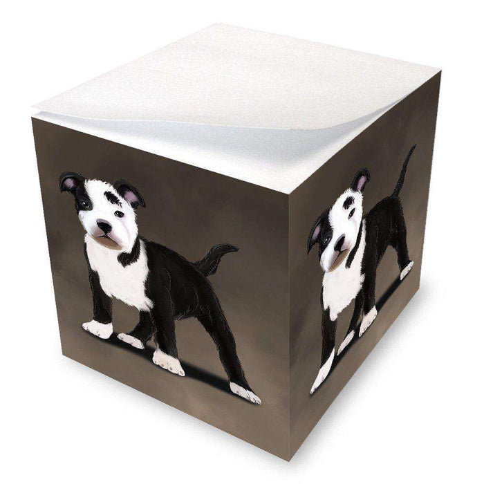 American Staffordshire Terrier Black And White Dog Note Cube
