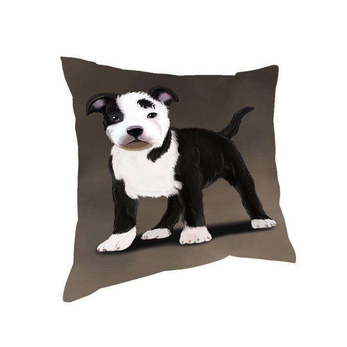 American Staffordshire Terrier Black And White Dog Throw Pillow