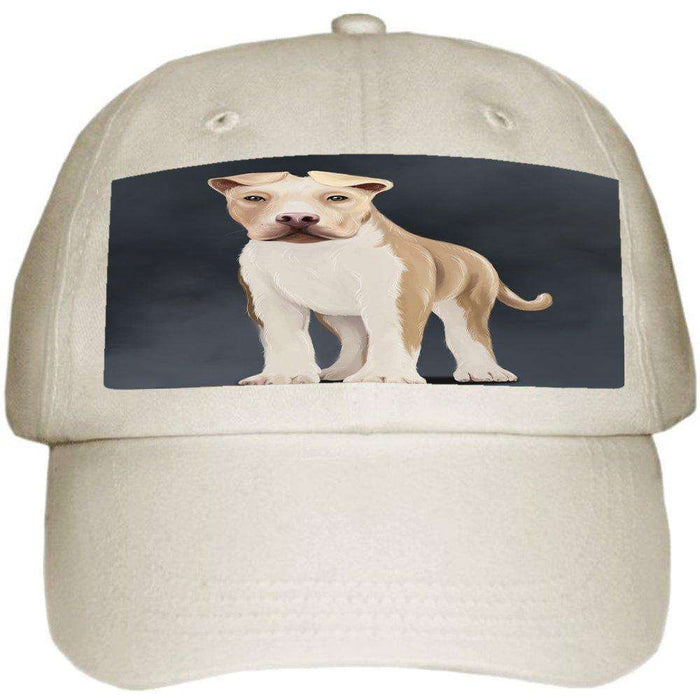 American Staffordshire Terrier Dog Ball Hat Cap Off White