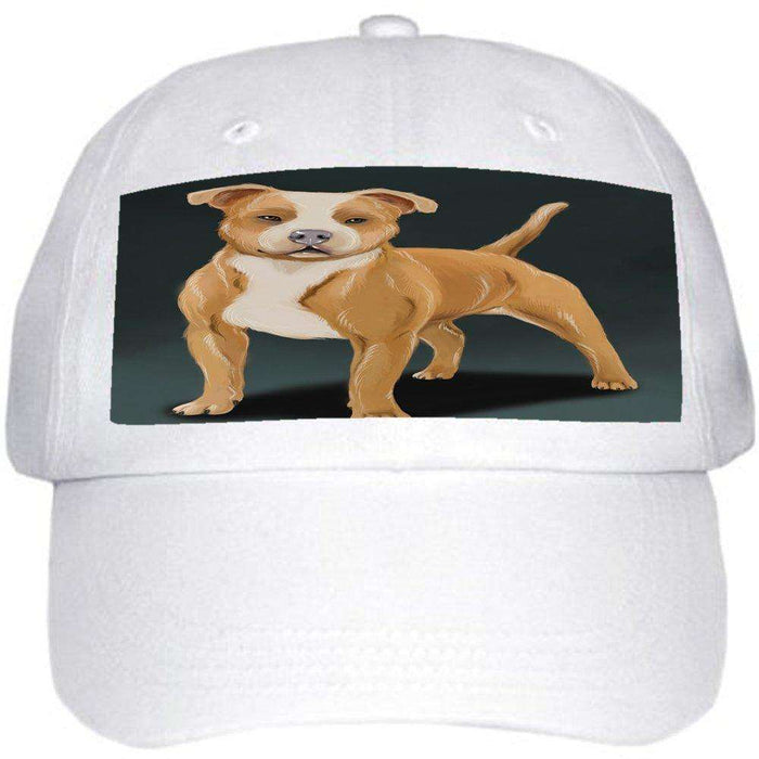 American Staffordshire Terrier Dog Ball Hat Cap Off White