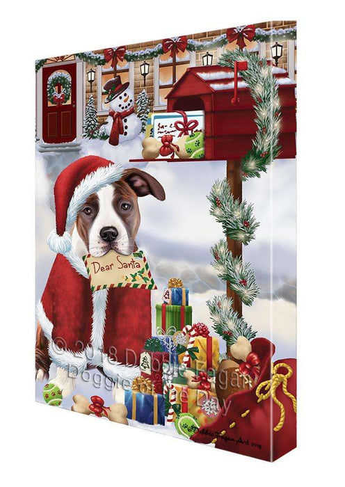 American Staffordshire Terrier Dog Dear Santa Letter Christmas Holiday Mailbox Canvas Print Wall Art Décor CVS99494