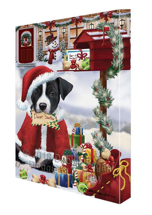 American Staffordshire Terrier Dog Dear Santa Letter Christmas Holiday Mailbox Canvas Print Wall Art Décor CVS99503