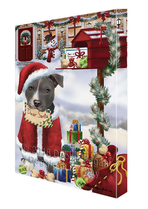 American Staffordshire Terrier Dog Dear Santa Letter Christmas Holiday Mailbox Canvas Print Wall Art Décor CVS99512