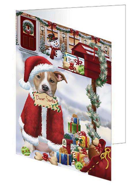 American Staffordshire Terrier Dog Dear Santa Letter Christmas Holiday Mailbox Handmade Artwork Assorted Pets Greeting Cards and Note Cards with Envelopes for All Occasions and Holiday Seasons GCD64574