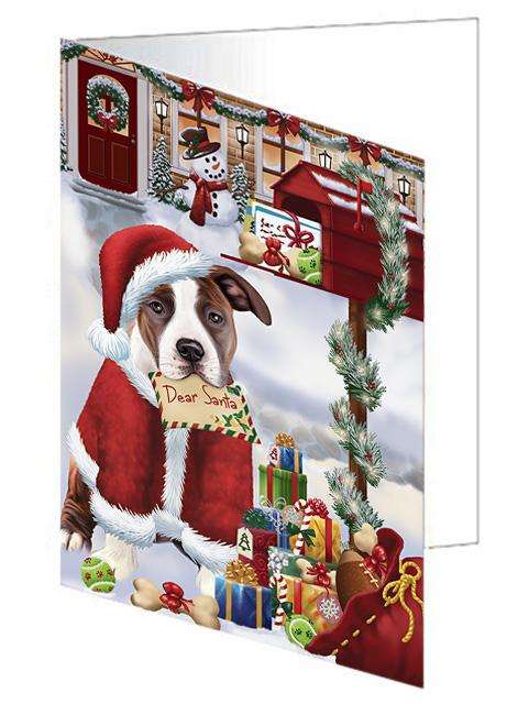 American Staffordshire Terrier Dog Dear Santa Letter Christmas Holiday Mailbox Handmade Artwork Assorted Pets Greeting Cards and Note Cards with Envelopes for All Occasions and Holiday Seasons GCD64577