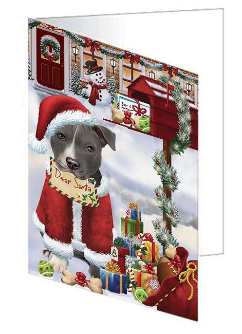 American Staffordshire Terrier Dog Dear Santa Letter Christmas Holiday Mailbox Handmade Artwork Assorted Pets Greeting Cards and Note Cards with Envelopes for All Occasions and Holiday Seasons GCD64583