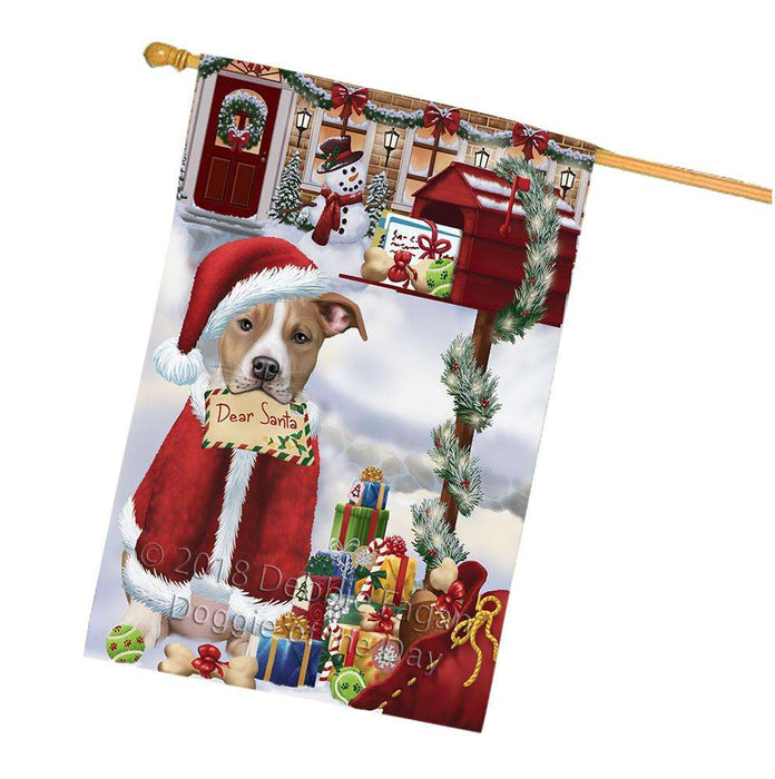 American Staffordshire Terrier Dog Dear Santa Letter Christmas Holiday Mailbox House Flag FLG53713