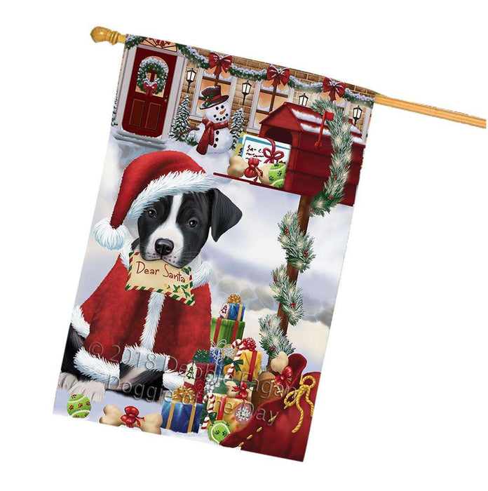 American Staffordshire Terrier Dog Dear Santa Letter Christmas Holiday Mailbox House Flag FLG53715