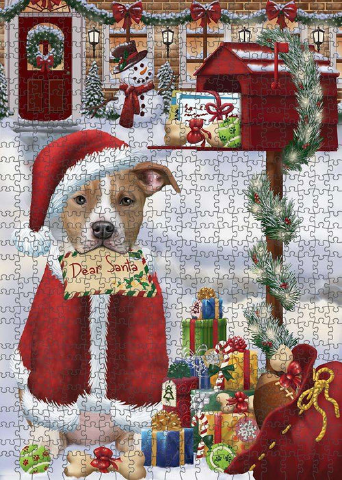 American Staffordshire Terrier Dog Dear Santa Letter Christmas Holiday Mailbox Puzzle with Photo Tin PUZL81216