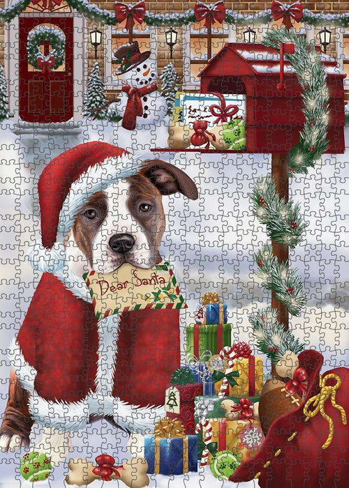 American Staffordshire Terrier Dog Dear Santa Letter Christmas Holiday Mailbox Puzzle with Photo Tin PUZL81220