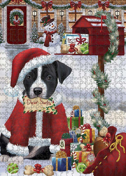 American Staffordshire Terrier Dog Dear Santa Letter Christmas Holiday Mailbox Puzzle with Photo Tin PUZL81224