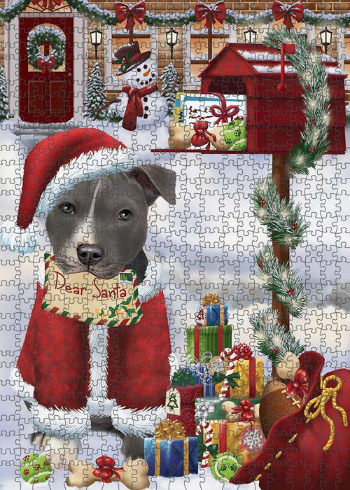 American Staffordshire Terrier Dog Dear Santa Letter Christmas Holiday Mailbox Puzzle with Photo Tin PUZL81228