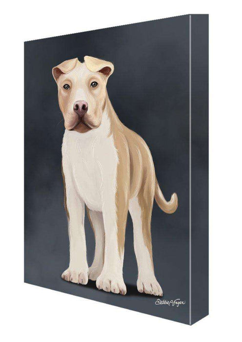 American Staffordshire Terrier Dog Painting Printed on Canvas Wall Art Signed