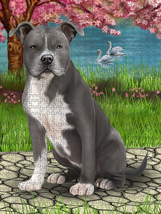 American Staffordshire Terrier Dog Puzzle with Photo Tin PUZL49266