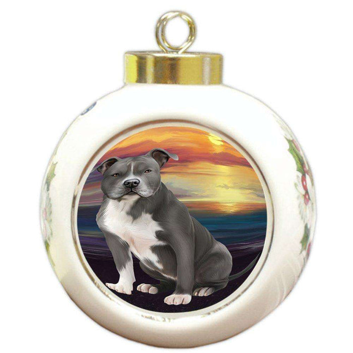 American Staffordshire Terrier Dog Round Ball Christmas Ornament RBPOR48465