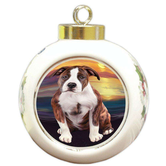 American Staffordshire Terrier Dog Round Ball Christmas Ornament RBPOR48466