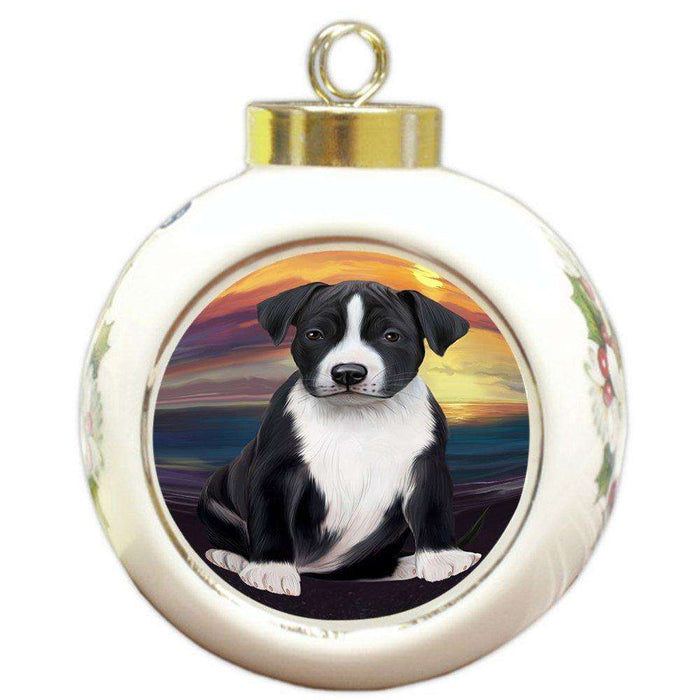 American Staffordshire Terrier Dog Round Ball Christmas Ornament RBPOR48467