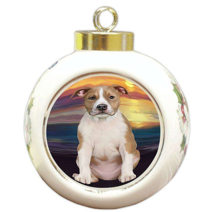 American Staffordshire Terrier Dog Round Ball Christmas Ornament RBPOR48468