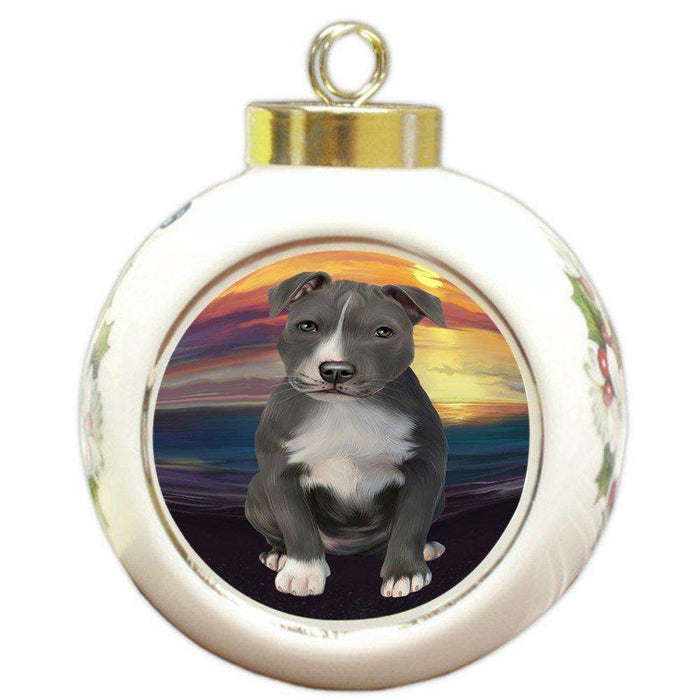 American Staffordshire Terrier Dog Round Ball Christmas Ornament RBPOR48469