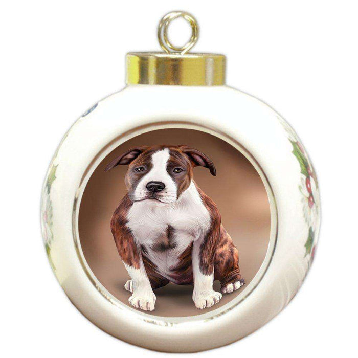 American Staffordshire Terrier Dog Round Ball Christmas Ornament RBPOR48470