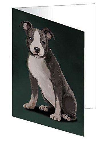 American Staffordshire Terrier Grey And White Dog Handmade Artwork Assorted Pets Greeting Cards and Note Cards with Envelopes for All Occasions and Holiday Seasons