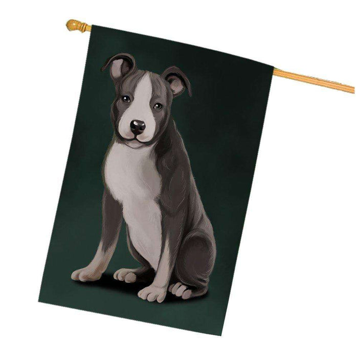 American Staffordshire Terrier Grey And White Dog House Flag