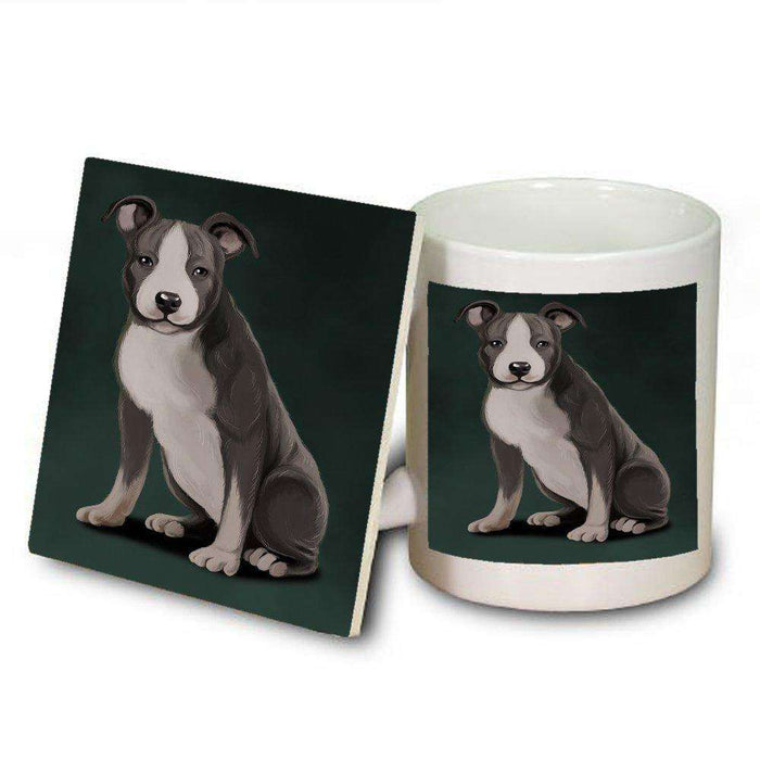 American Staffordshire Terrier Grey And White Dog Mug and Coaster Set