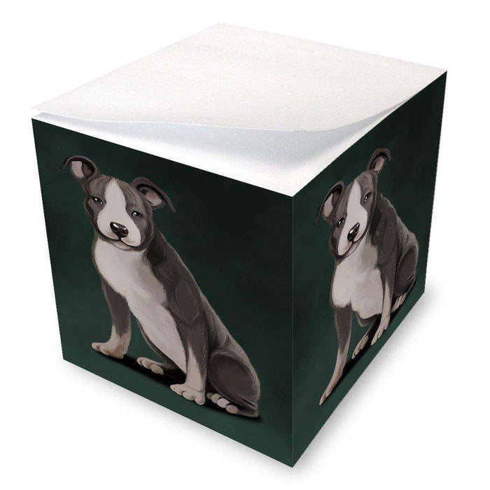 American Staffordshire Terrier Grey And White Dog Note Cube