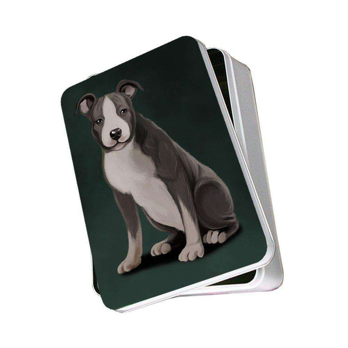 American Staffordshire Terrier Grey And White Dog Photo Storage Tin