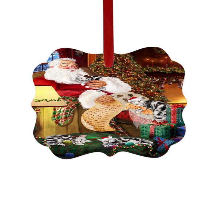 American Staffordshire Terriers Dog and Puppies Sleeping with Santa Double-Sided Photo Benelux Christmas Ornament LOR49237