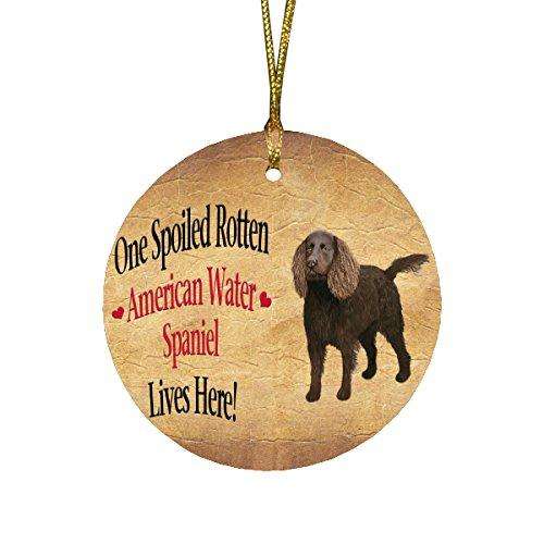 American Water Spaniel Spoiled Rotten Dog Round Christmas Ornament