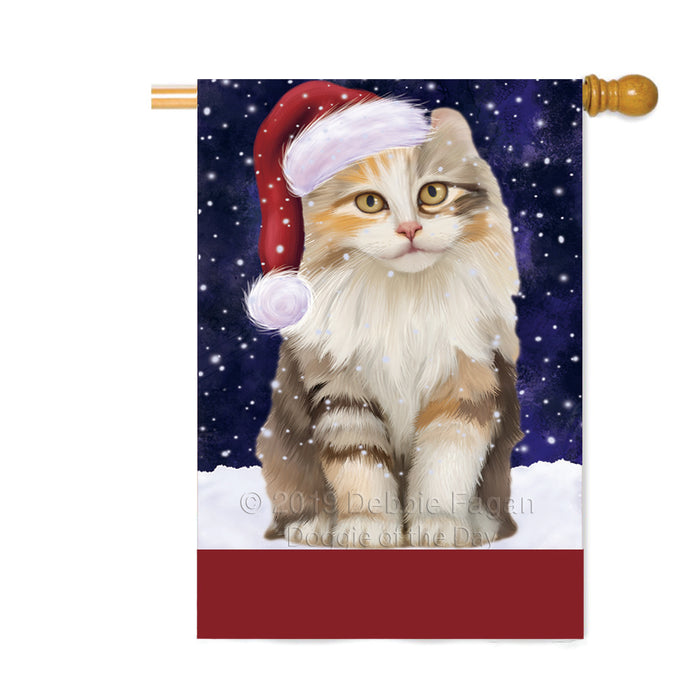 Personalized Let It Snow Happy Holidays American Curl Cat Custom House Flag FLG-DOTD-A62278
