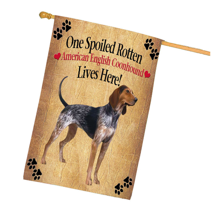 Spoiled Rotten American English Coonhound Dog House Flag Outdoor Decorative Double Sided Pet Portrait Weather Resistant Premium Quality Animal Printed Home Decorative Flags 100% Polyester FLG68109