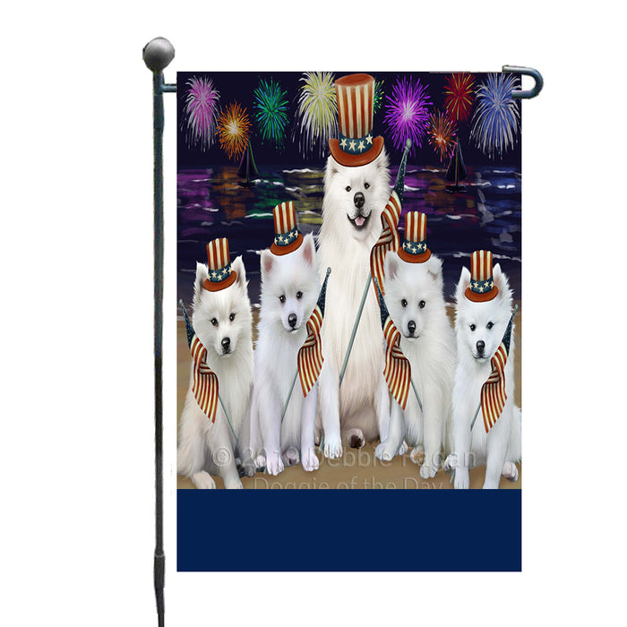 Personalized 4th of July Firework American Eskimo Dogs Custom Garden Flags GFLG-DOTD-A57726
