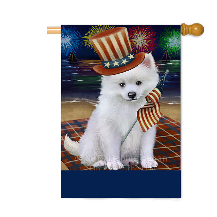 Personalized 4th of July Firework American Eskimo Dog Custom House Flag FLG-DOTD-A57783
