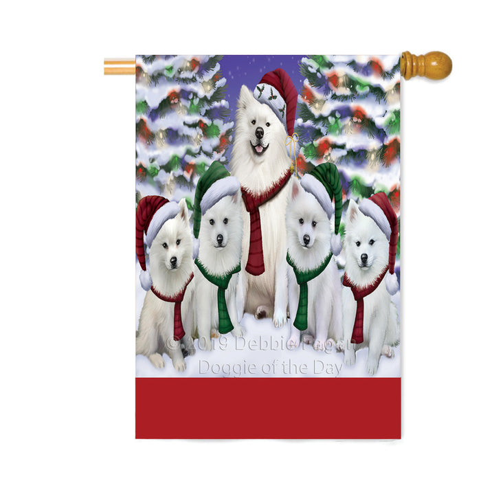 Personalized Christmas Happy Holidays American Eskimo Dogs Family Portraits Custom House Flag FLG-DOTD-A59137