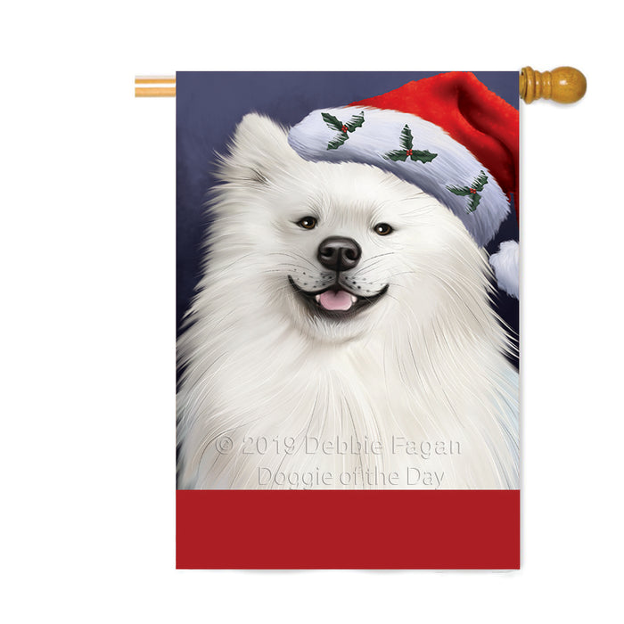 Personalized Christmas Holidays American Eskimo Dog Wearing Santa Hat Portrait Head Custom House Flag FLG-DOTD-A59847