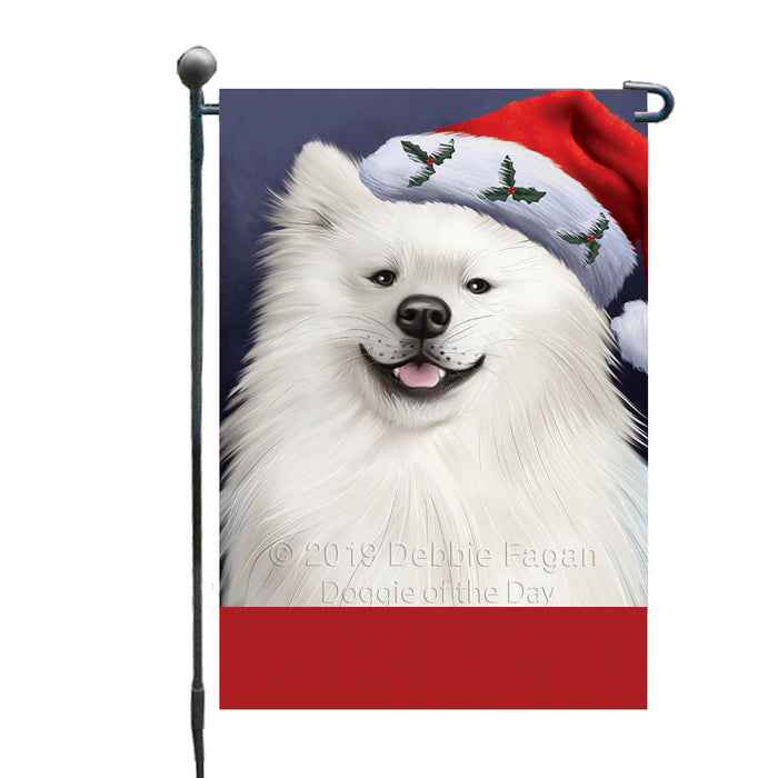 Personalized Christmas Holidays American Eskimo Dog Wearing Santa Hat Portrait Head Custom Garden Flags GFLG-DOTD-A59791