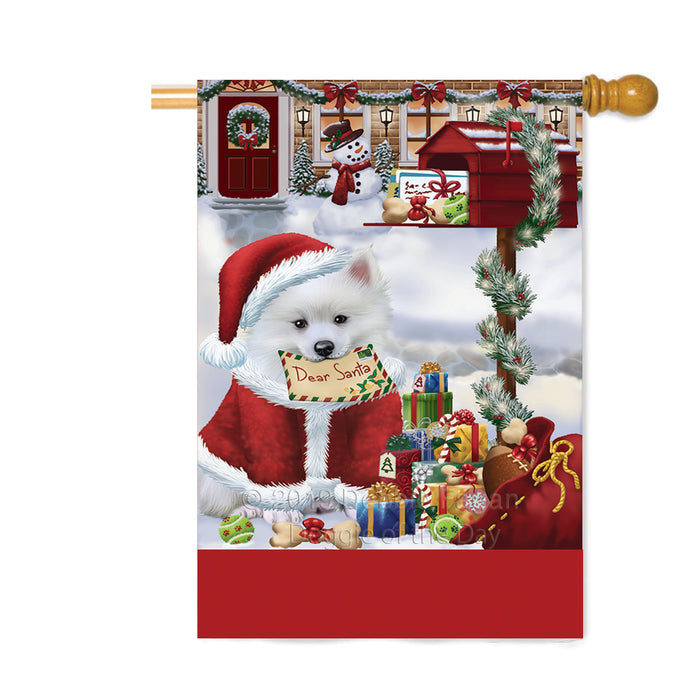 Personalized Happy Holidays Mailbox American Eskimo Dog Christmas Custom House Flag FLG-DOTD-A59935