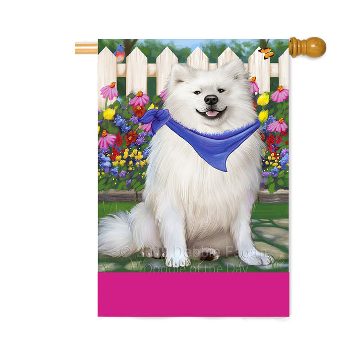 Personalized Spring Floral American Eskimo Dog Custom House Flag FLG-DOTD-A62758