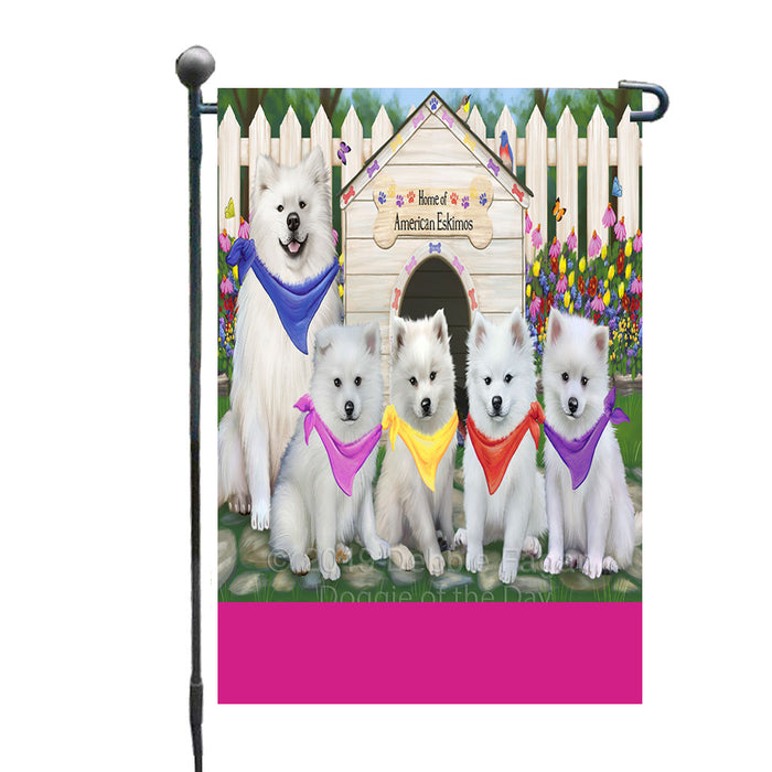 Personalized Spring Dog House American Eskimo Dogs Custom Garden Flags GFLG-DOTD-A62703