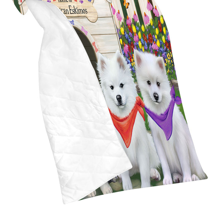 Spring Dog House American Eskimo Dogs Quilt
