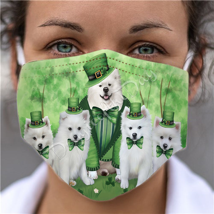 St. Patricks Day Irish American Eskimo Dogs Face Mask FM50113