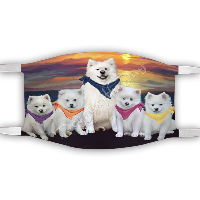 Family Sunset American Eskimo Dogs Face Mask FM49165